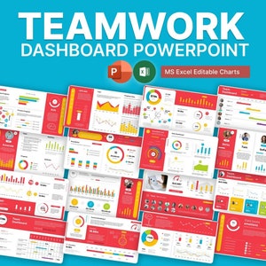 Animated Team Dashboards PowerPoint Presentation Template: Present and Track Data Status with Ease Excel Editable