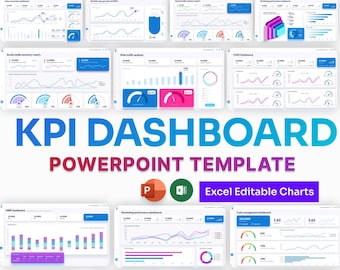 KPI Dashboard PowerPoint Presentation Template | Excel Editable Chart | Data Charts