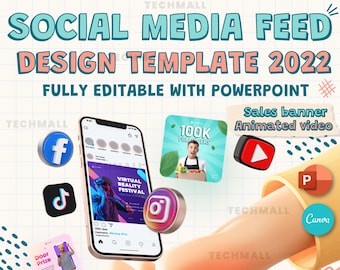 Social Media Feed Design PowerPoint Template | Canva