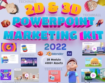 2D & 3D PowerPoint Marketing Kit 2022 | Trending Template