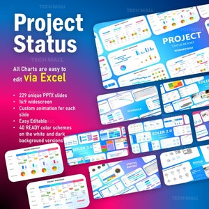 Modello PowerPoint per report sullo stato del progetto professionale con Excel modificabile