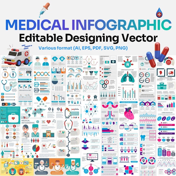 Medical Infographic Premium Editable Template Bundle | 16 Set | Illustrator PDF AI EPS