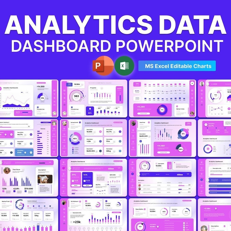Analytics Data Dashboards Powerpoint Template Simplify Data Insights and Visualize Trends Etsy