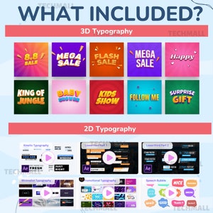 Puede incluir: Un collage de im&aacute;genes que muestran dise&ntilde;os de tipograf&iacute;a 3D y 2D. Los dise&ntilde;os de tipograf&iacute;a 3D incluyen frases como "Mega Sale", "Flash Sale", "King of Jungle" y "Surprise Gift". Los dise&ntilde;os de tipograf&iacute;a 2D incluyen frases como "You Are", "Fresh", "Just Right" y "Nice".