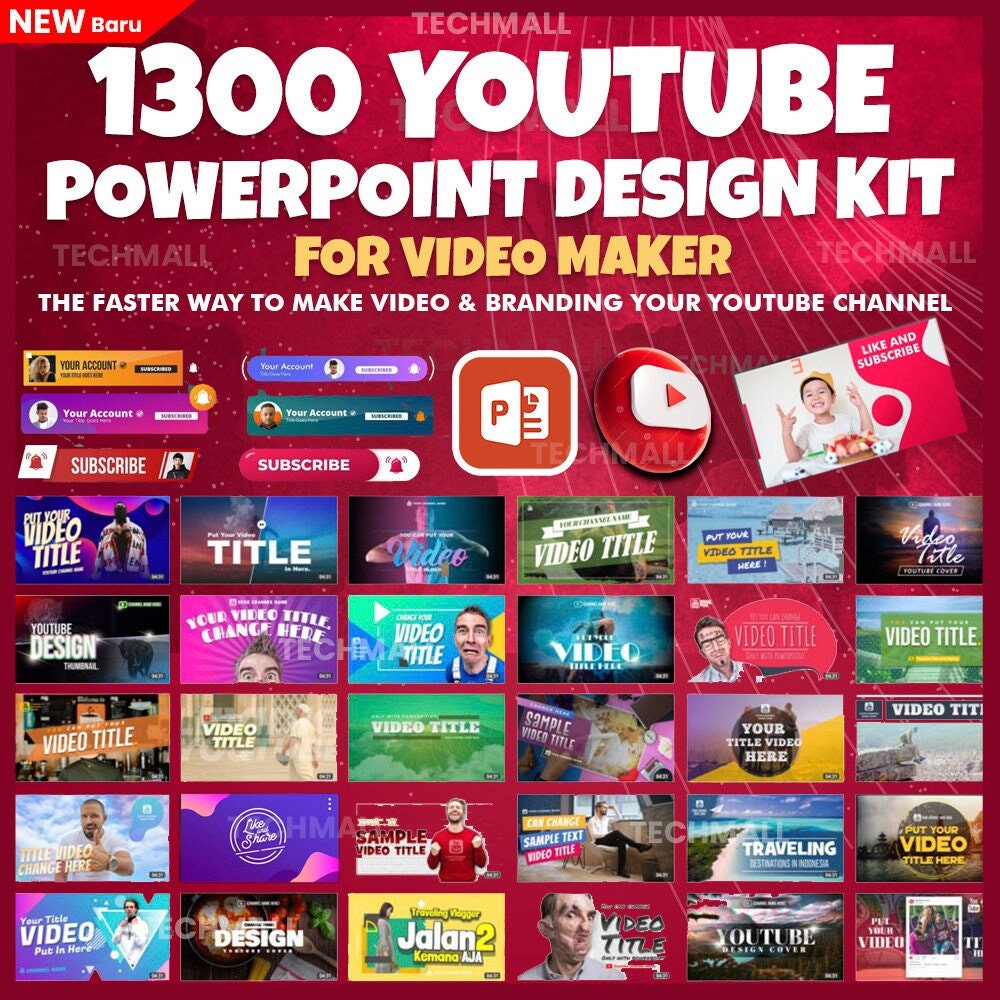 1300 YouTube PowerPoint Design Kit for Video Makers