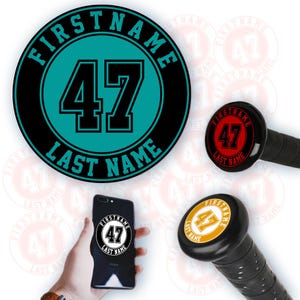 Custom Baseball Bat Knob Sticker, Personalized Baseball Softball Bat Knob, Custom Player Name, Custom Name Sticker for Bat Knob Baseball
