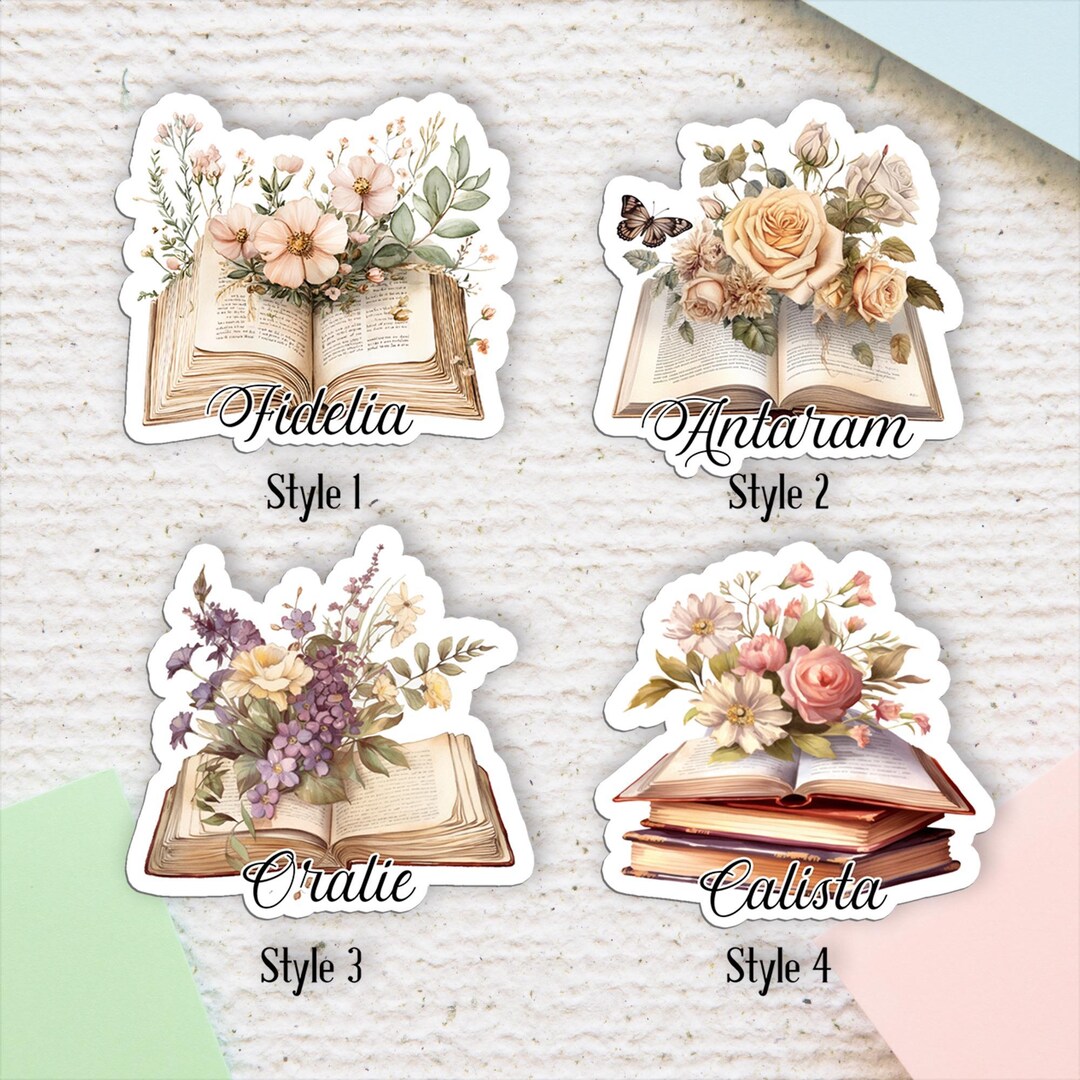 Libros Sticker Personalized Book Stack Sticker: Custom Name Vinyl Decal for Book ...