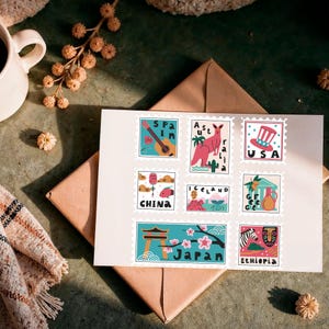 National Stamp Stickers: Waterproof Vinyl Decals for Laptop, Tumbler - 4 Pcs