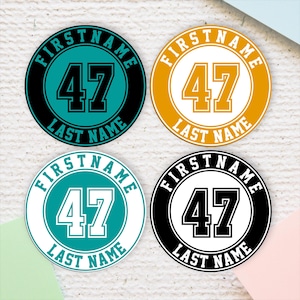 4PCs Custom Baseball Bat Knob Sticker, Personalized Baseball Softball Bat Knob, Custom Name Stickers, Number Sticker for Bat Knob, Size 1.5&quot;