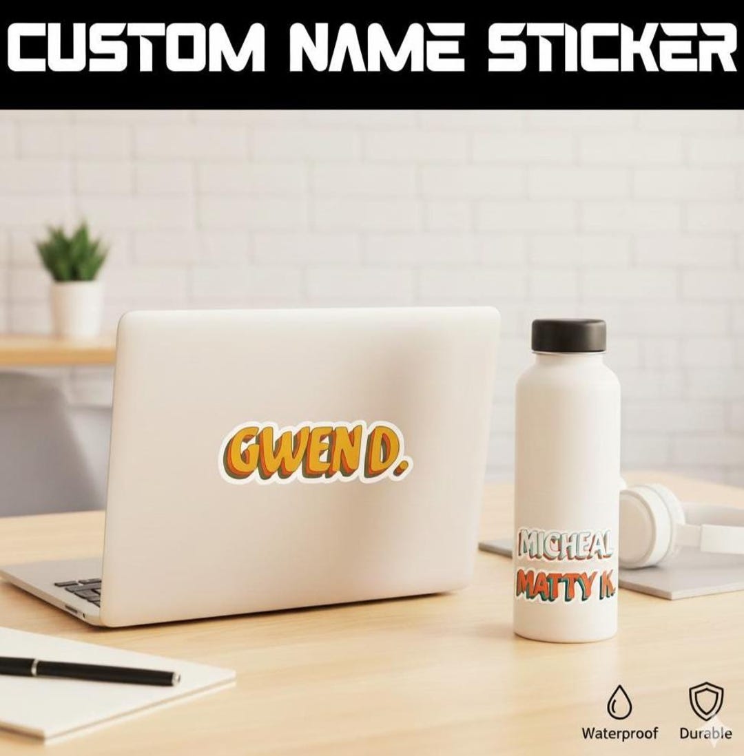Waterproof Name Decal - Personalized 3-layers Color Vinyl Sticker ...