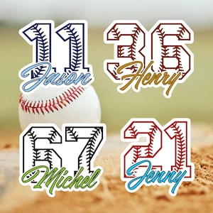 Custom Baseball Name Sticker: Waterproof Vinyl Decal for Water Bottles, Baseball Helmet, Softball Sticker