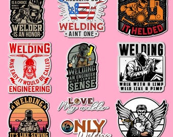 Welder Hard Hat Stickers: Blue Collar Welding Decals - Pack of 10