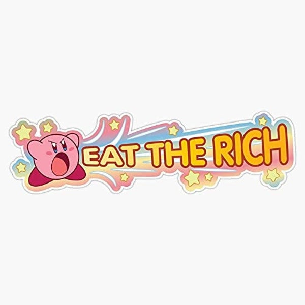 Generic Kirby Sticker Eat The Rich Wide Stickers Rainbow Background Bumper Sticker For Car - Flexible Sticker Vinyl Waterproof