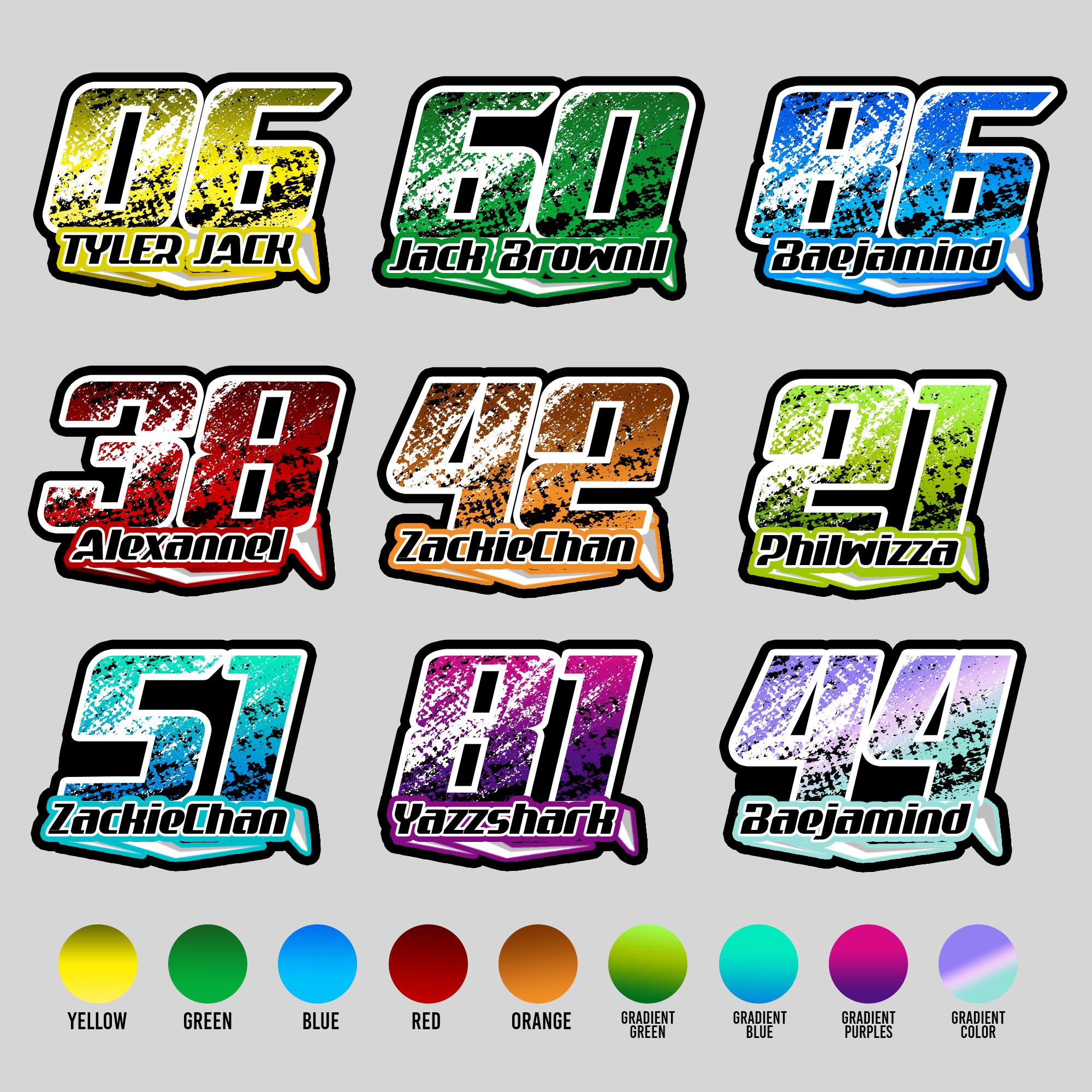 Custom Racing Name Number Sticker Waterproof Vinyl Decal Sticker - Etsy