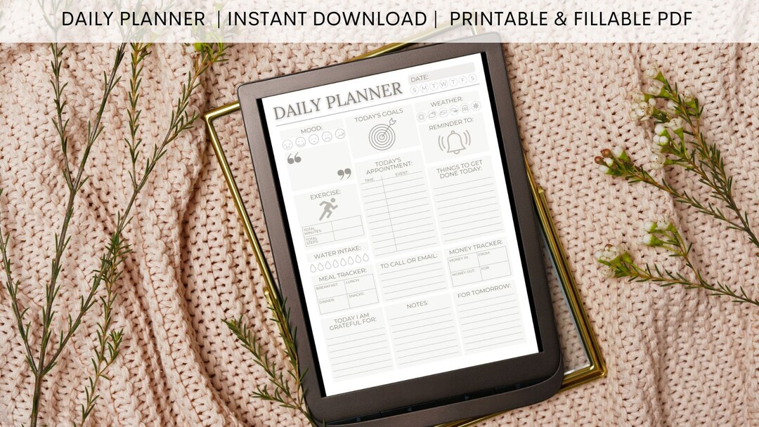 Minimalist Daily Planner Printable & Fillable , Daily to Do List ...