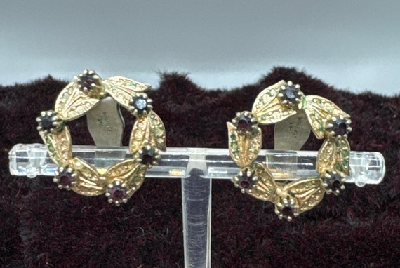 1930’s - 1940’s Clip-On Earrings Gold Tone Wreath… - image 2