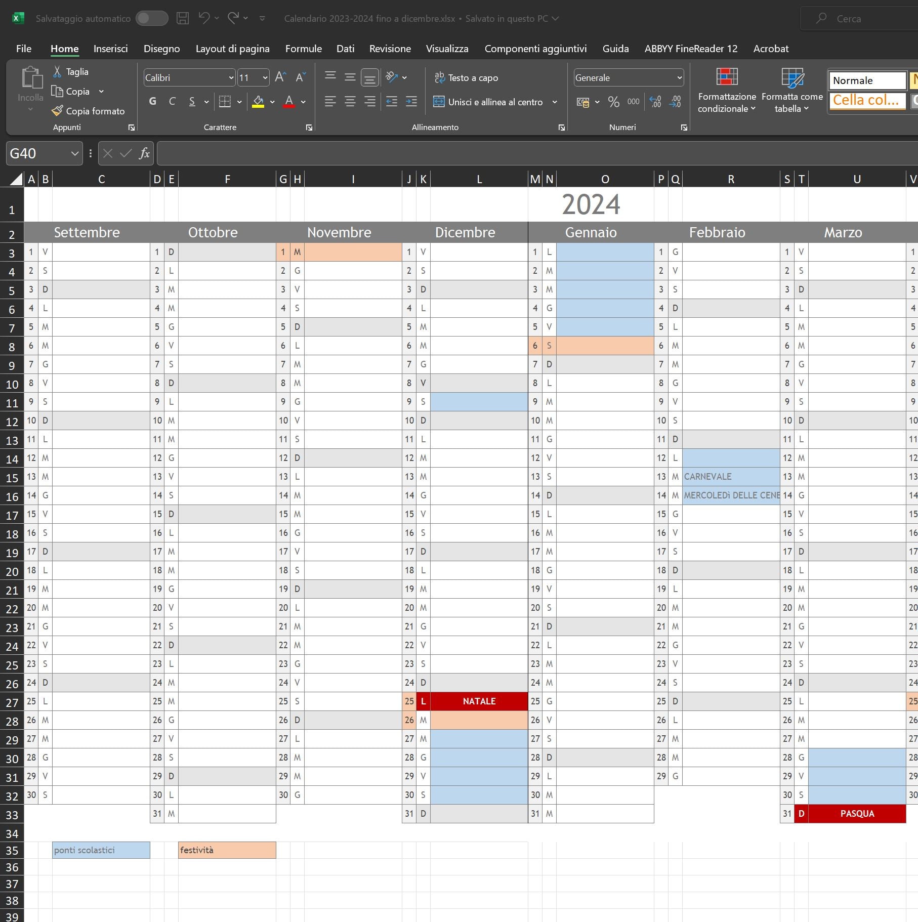 Calendario Annuale Excel 2024 Grete Kathlin