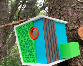 Custom 3D printed birdhouses and bird feeders - mid century modern designs (V2)