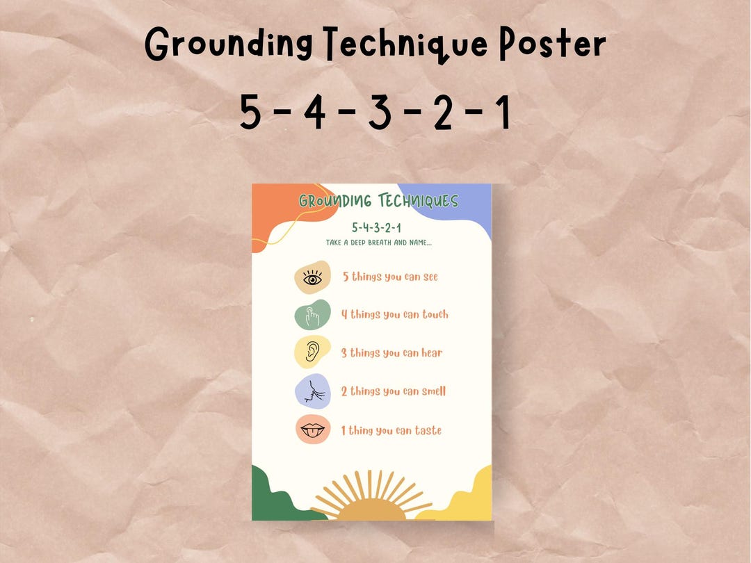 5 4 3 2 1 Grounding Technique Poster | Calm Corner Classroom Printable ...
