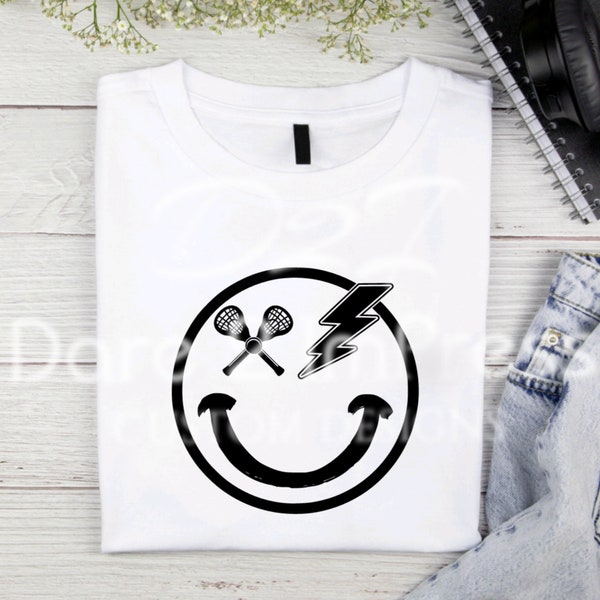 CUSTOM - Lacrosse Smiley (4 Styles). Smiley. SVG and PNG Digital design. Instant download.