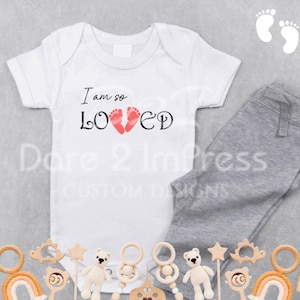 I am so loved Baby Onesie Design: Footprints SVG PNG (Digital Download)