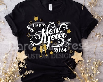 Gelukkig nieuwjaar, gelukkig nieuwjaar 2024, nieuwjaar 2024, oudejaarsavondshirt, 2024 - SVG, PNG digitaal ontwerp. Directe download.