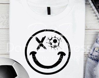 Fútbol. Smiley de fútbol (2 estilos). Archivo digital SVG, PNG. Descarga instantánea.