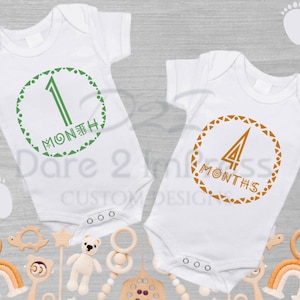 Boho Baby Monthly Milestone SVG PNG Bundle (Digital Download)