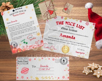 Santa letter kit, Santa Letter, Certificate, Envelope, Santa letter template, Santa letter printable. PNG, PDF print file. Instant download.