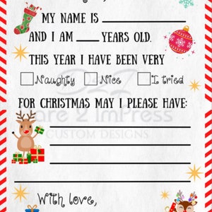 Carta a Santa con sobre. Carta de Papá Noel imprimible, Cartas de Papá Noel, Plantilla de carta de Papá Noel. PNG y PDF imprimibles. Descarga instantánea.