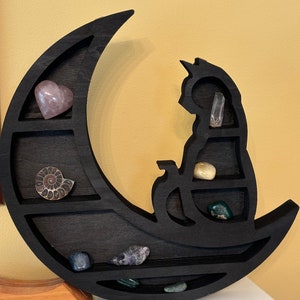 Étagère en cristal Black Cat Moon : Décoration murale gothique et sorcière