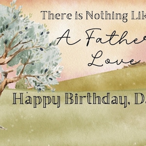 Geburtstagskarte für Papa Aquarell Design, Natur Szene mit Eiche Es gibt nichts Schöneres als die Liebe eines Vaters Alles Gute zum Geburtstag