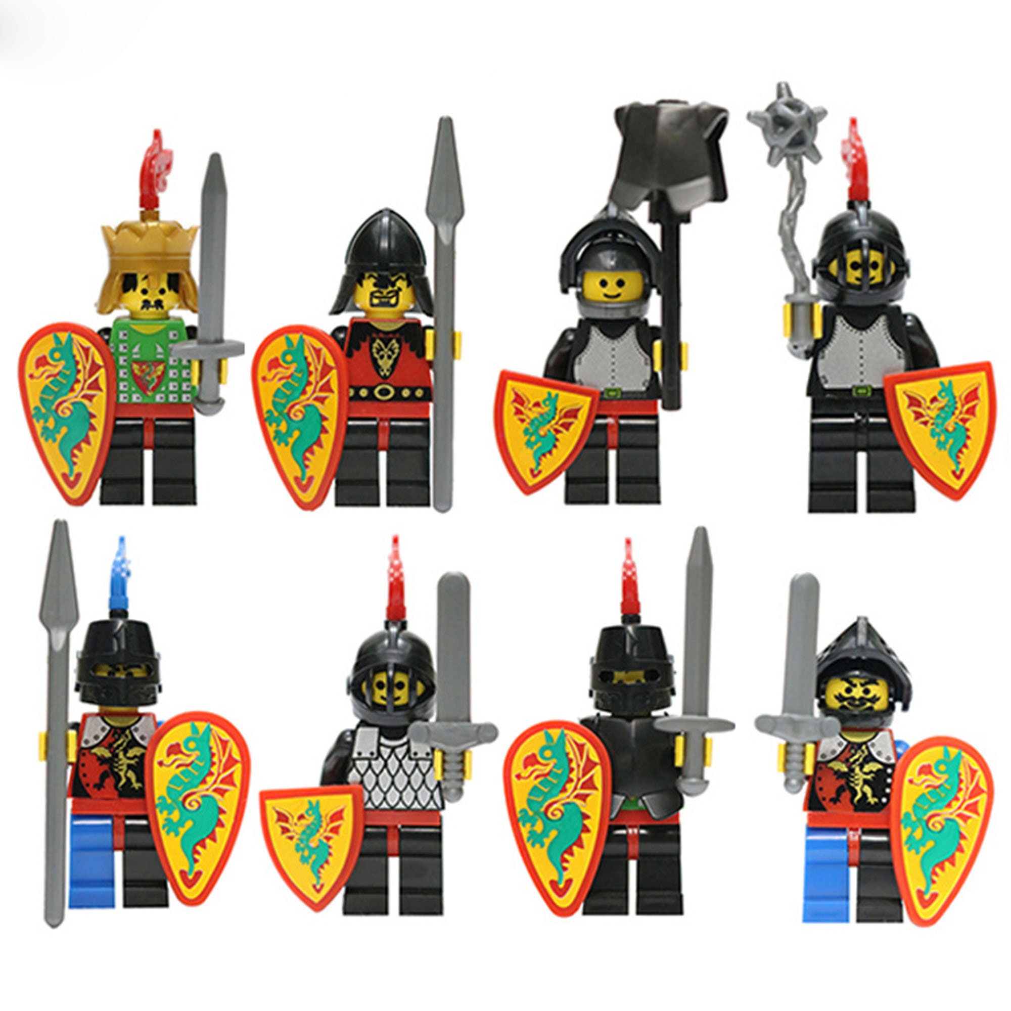 8pcs Vintage Dark-dragon Knight Minifigures Medieval Roman Etsy