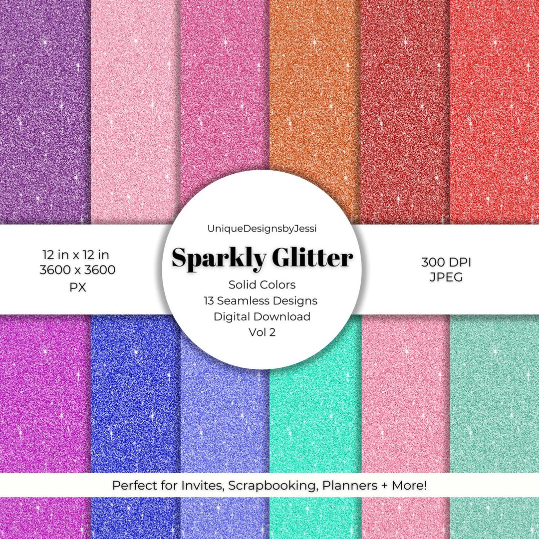 Sparkly Glitter Digital Paper Pack: 13 Seamless Textures (12x12" JPEG ...