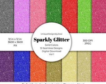Digitales Papier mit Glitter: 15 nahtlose Texturen (Instant Download)