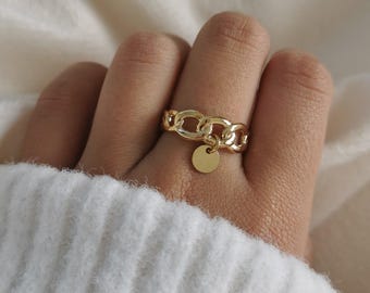 Gold-tone adjustable stainless steel ring | Adjustable ring | Christmas gift idea, birthday gift | Women's jewelry