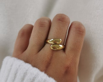 Gold-tone adjustable stainless steel ring | Adjustable ring | Christmas gift idea, birthday gift | Women's jewelry