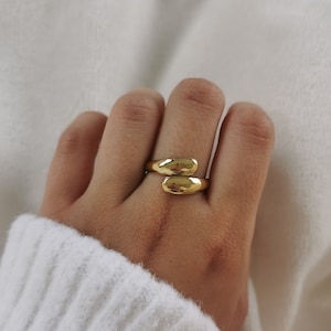 Verstellbarer goldener Edelstahlring | Verstellbarer Ring | Weihnachtsgeschenkidee, Geburtstagsgeschenk | Damenschmuck