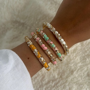 Bracelet jonc doré acier et laiton coloré • Jonc • Idée cadeau femme • Idée cadeau Noël • Idée cadeau fête des mères • cadeau anniversaire