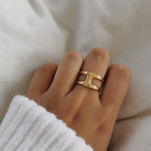 Verstellbarer goldener Edelstahlring | Verstellbarer Ring | Weihnachtsgeschenkidee, Geburtstagsgeschenk | Damenschmuck