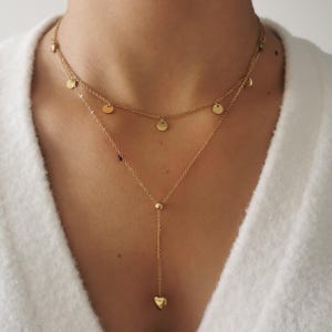 Collier double chaîne long doré  acier inoxydable • Collier Y • Idée cadeau femme • Idée cadeau de Noël