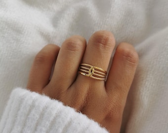 Gold-tone adjustable stainless steel ring | Adjustable ring | Christmas gift idea, birthday gift | Women's jewelry