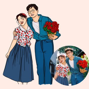 Anime portrait, Custom portrait, custom Minimalistic portrait print, digital portrait from photo, custom digital, cartoon illustration.