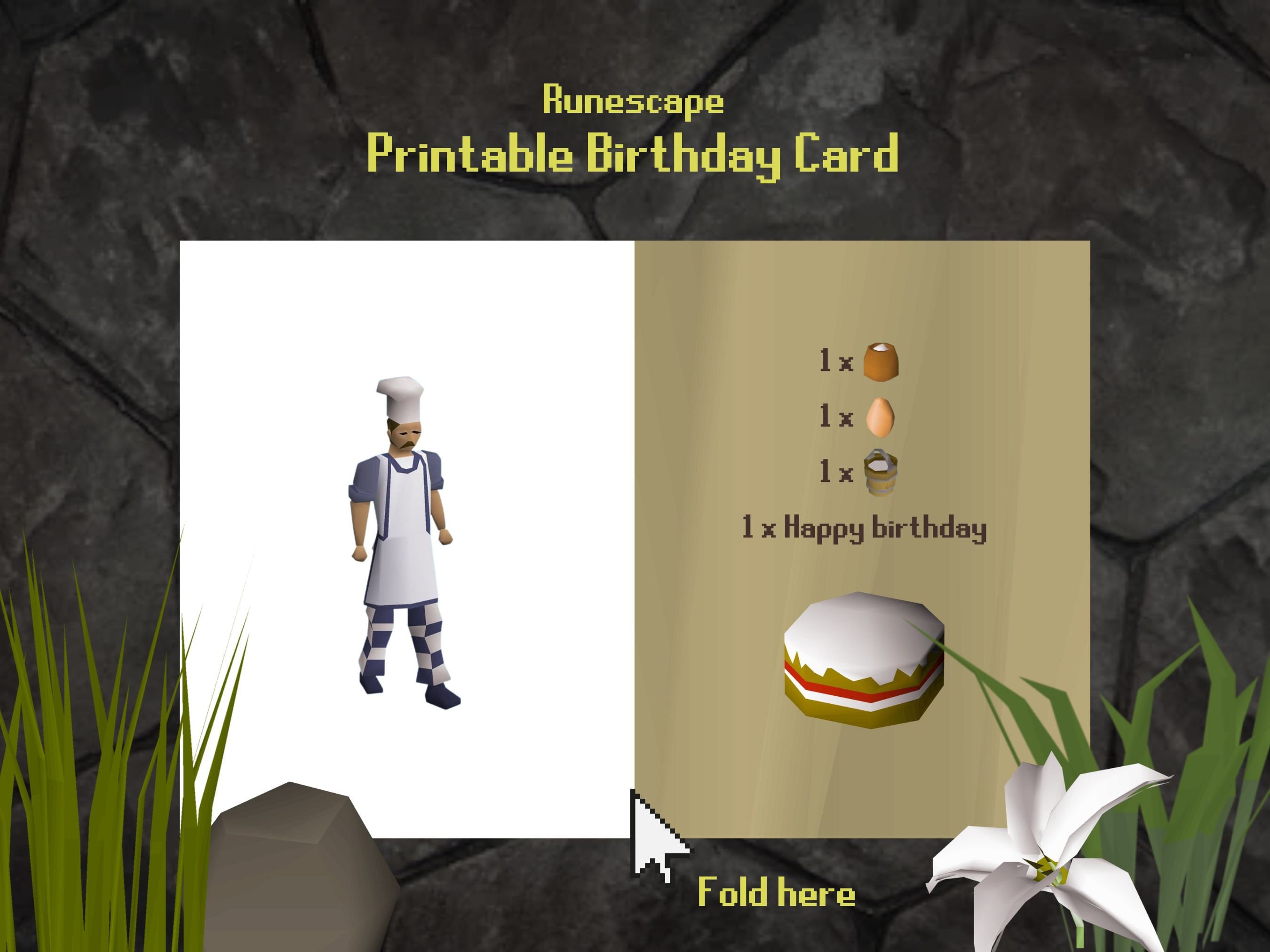 Runescape Birthday Card OSRS Funny Digital Download Printable Etsy