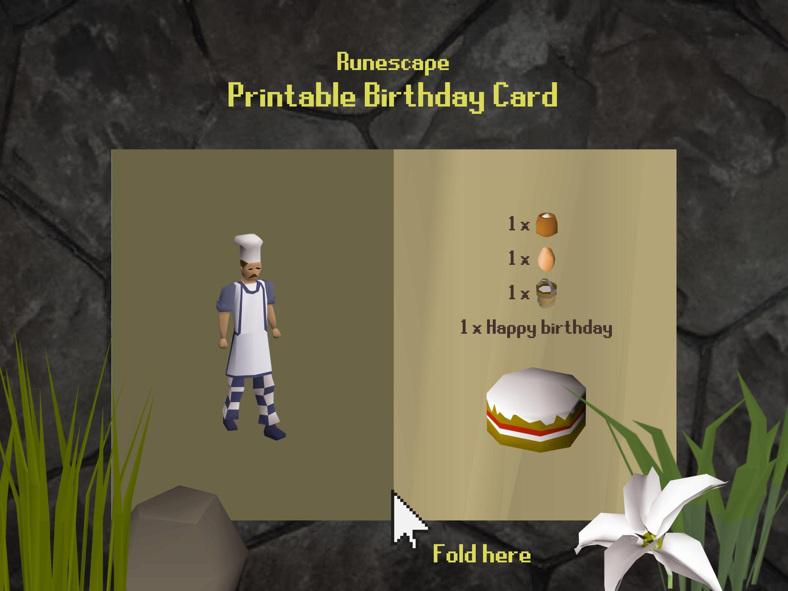 Runescape Birthday Card OSRS Funny Digital Download Printable 