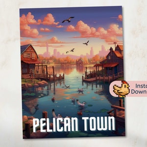 Stardew Valley Pelican Town Travel Poster #1 | Digital Download Art Print | Stardew Valley Inspired Printable Gift | Fan Made Event Poster