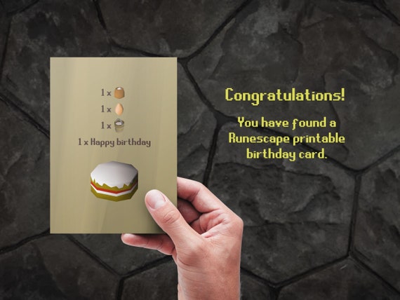 Runescape Birthday Card OSRS Funny Digital Download Printable 