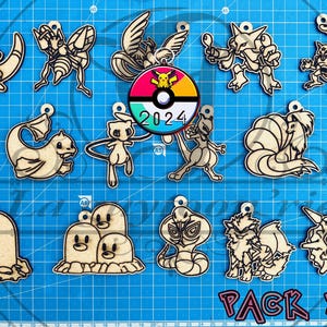 Pack 3/13 2024 keychains pokemon (16 keychains svg,png,dxf,pdf,ai,lightburn)