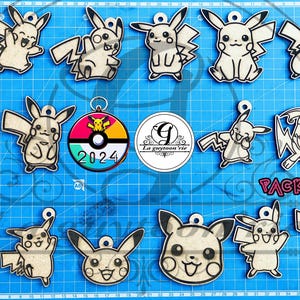 Pack 11/13 2024 keychains pokemon (16 keychains svg,png,dxf,pdf,ai,lightburn)