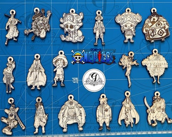 Porte-clé manga, 17 keychain characters univers one piece (svg/ai/png/lightburn/dxf)